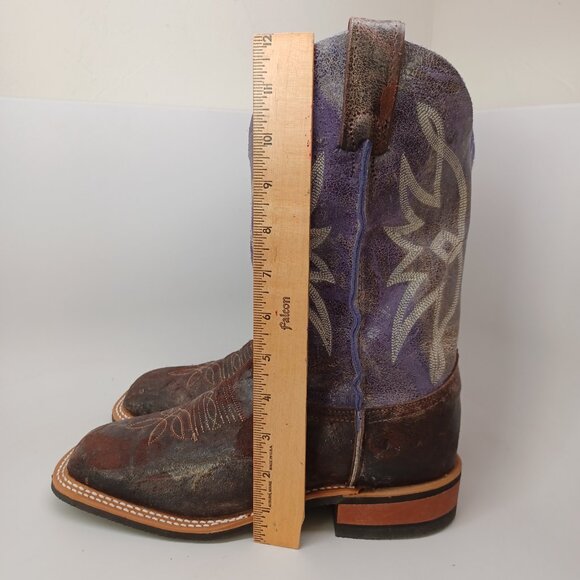 Justin Boots Brown Purple Leather Western Cowgirl Rodeo Womens 8.5 NEW - Picture 11 of 15